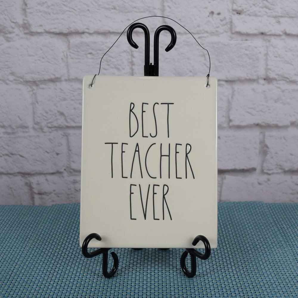 💰3/$25 New Rae Dunn "Best Teacher Ever" Wall Plaque Sign Apreeciation Gift